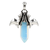 Natural Crystal Amethyst Healing Hexagonal Point Silver Bat Wing Gemstone Pendant For Jewelry Making