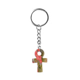 Natural Crystal Ankh Cross Keychain | 20×30mm Egyptian Symbol Gemstone Pendant for Bags & Keys