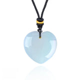 30mm  Gemstone Heart Pendant Necklace Handcrafted Crystal Love Charm on Adjustable Cord Healing Stone Jewelry Gift for Her, Him & Couples