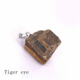 Natural Raw Rough Crystal Pendant Necklace, Unpolished Chakra Healing Stone Pendant with Black Wax Cord for Women Men