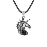 Stainless Steel Unicorn Pendant Necklace with Natural  Gemstone - Mythical Animal Jewelry for Men & Women