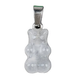 Cute Natural Crystal Gummy Bear Pendant Necklace - Healing Gemstone Amethyst Rose Quartz Bear Charms Jewelry Gift for Women