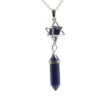 Natural Amethyst Crystal Quartz Merkaba Star Stone Chakra Pendant Necklace Hexagonal Pointed Energy Reiki Healing