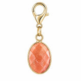 Oval Faceted Natural Gemstone Pendant Charms Gold Plated Bezel Wrapped Crystal Pendant for Jewelry Making DIY Necklace Earrings
