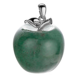 Natural Crystal Gemstone Christmas Apple Shape Ladies and Girls Leather Cord Cross Chain Pendant Fashion Jewelry