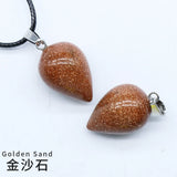 Natural crystal agate Drop Pendant Necklace Natural Stone Pendants Water Drop Shape Mixed Color Crystal Agates Stone Charms