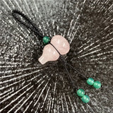 Natural Agate Crystal Gourd Keychain, Hand Braided Cord Lucky Hulu Charm Wealth Prosperity Safety Bag Pendant for Men Women
