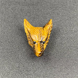 Hand Carved Natural Crystal Wolf Head Pendant, Spirit Animal Totem Chakra Healing Gemstone Blank Charm for DIY Necklace Jewelry Making