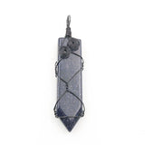 Retro natural crystal sword shaped manual winding pendant pine Opal Pendant Natural Amethyst Gemstone Big Pointed Sword Arrow