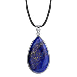 Silver Plated Bezel Set Teardrop Natural Gemstone Pendant, Multi‑Variety Water Drop Crystal Stone Pendant DIY Necklace Jewelry Accessory