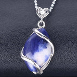Natural Marquise Crystal Pendant Silver Wire Wrapped Gemstone Pendant Heart Zircon Bail Reiki Chakra Healing Stone Charm for DIY Necklace Jewelry