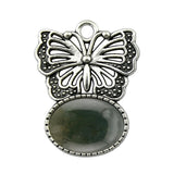 High Quality Natural Colorful Gem Stone Alloy Butterfly Pendant Fashion Women Jewelry Accessories for Children's Party Necklace