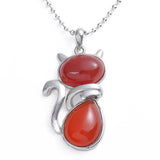 Natural Gemstone Cat Pendant Silver‑Tone Alloy Animal Charm Double Teardrop Inlaid Crystal Stone 22×40mm Chakra Reiki Healing Pendant for DIY Necklace Jewelry Making Bulk