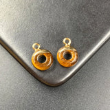 Gold Cap Donut Natural Stone Mini Pendant Tiny Circle Healing Crystal Chakra Gemstone Charm for DIY Earring Bracelet Necklace Jewelry Making