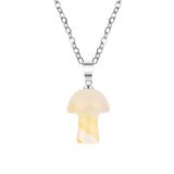 15×20mm Natural Crystal Mushroom Pendant Necklace, Mini Gemstone Chakra Healing Jewelry