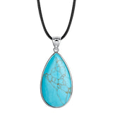 Silver Plated Bezel Set Teardrop Natural Gemstone Pendant, Multi‑Variety Water Drop Crystal Stone Pendant DIY Necklace Jewelry Accessory