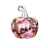 20MM Gemstone Pumpkin Pendant Ornament Handmade Craved Crystal Charm with Silver Bail for Halloween & Fall DIY Jewelry
