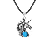 Stainless Steel Unicorn Pendant Necklace with Natural  Gemstone - Mythical Animal Jewelry for Men & Women