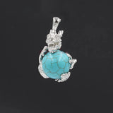 Dragon Wrapped Crystal Sphere Pendant Silver Plated Natural Round Gemstone Ball Charm for Feng Shui Chakra Necklace Making