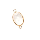 Oval Faceted Natural Gemstone Connector Charms Gold Plated Double Loop Pendant for Bracelet Necklace Jewelry Making DIY Craft