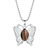 Butterfly Transformation Natural Crystal Pendants – Aesthetic Oval Gemstone Choker Necklace & Creative DIY Accessories