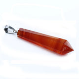 Natural Stone Hexagonal Column Pendant Necklace Carved Healing Pointed Quartz Crystal Wand Amulet with 18 Inch Black Cord Spiritual Jewelry Gift