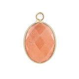 Oval Faceted Natural Gemstone Pendant Charms Gold Plated Bezel Wrapped Crystal Pendant for Jewelry Making DIY Necklace Earrings