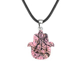 50×57mm Natural Crystal Hamsa Hand Pendant | Evil Eye Carved Gemstone Necklace for Protection
