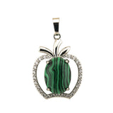 Natural Gemstone Christmas Fruit Apple Pendant Necklace for Women Men Teachers Appreiation Gift For Mentor Coach Principa