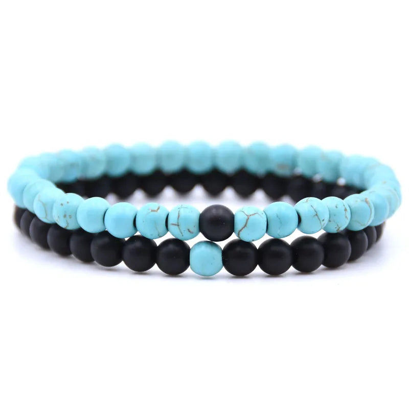 6mm Double Layer Natural Stone Stretch Bracelet, Chakra Healing Crystal Beaded Couple Bracelets Unisex Elastic Wrist Jewelry Gift for Men Women