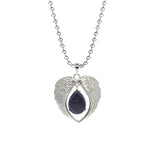 Vintage Silver Angel Wings Heart Necklace - Ready to Wear Teardrop Crystal Ball Chain Pendant for Women, Spiritual Gift