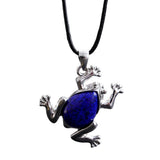 Natural Gemstone Frog Pendant Necklace Teardrop Inlaid Crystal Stone Silver‑Tone Metal Frog Charm 25x27mm Reiki Chakra Healing Stone Pendant With Wax Rope Cord for Women Jewelry Gift Bulk