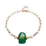 Natural Irregular Gemstone Paperclip Bracelet Adjustable Gold Link Chain with Raw Rose Quartz & Amethyst - Healing Crystal Charm Jewelry for Women & Girls - Gift for Her