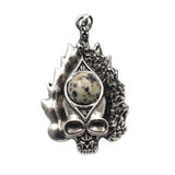 Dark Culture Silver Skull Fire Charm • Vintage Biker Flame Skeleton Replacement Pendant • Unisex Rocker Hip Hop Halloween Jewelry Gifts