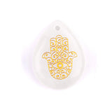 Hamsa Hand Fatima Pendant | 33mm Natural Teardrop Crystal Spiritual Protection Energy Jewelry