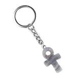 Natural Crystal Ankh Cross Keychain | 20×30mm Egyptian Symbol Gemstone Pendant for Bags & Keys