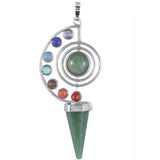 Natural Stone Pendulum Crystal Yoga 7 Chakra Spiral Hexagonal Cone Pendant Rose Quartz Reiki Healing Pendulum Jewelry