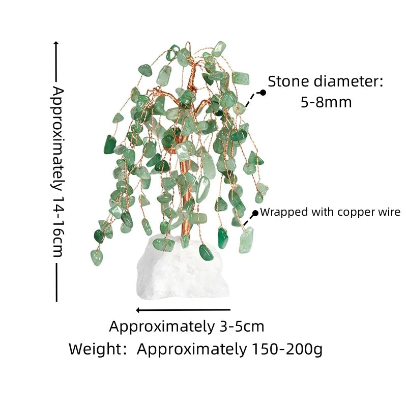 Hot Selling Multi-Color Crystal Tree Ornaments Long Branches Weeping Willows Pink Crystal Base Copper Wire Wrap Home Decoration