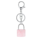 Natural Lock-Shaped Crystal Keychain Good Luck Charm for Women Jewelry Making