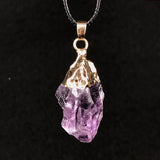 Natural Rough Amethyst Point Pendant Gold Electroplated Cap Raw Crystal Quartz Pendant Reiki Chakra Healing Gemstone Charm for DIY Necklace Jewelry Making