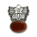 High Quality Natural Colorful Gem Stone Alloy Butterfly Pendant Fashion Women Jewelry Accessories for Children's Party Necklace