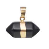 Gold Wrapped Double Point Natural Crystal Pendant, Chakra Healing Stone Point Charm for Necklace Jewelry Making