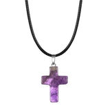 Natural Stone Cross Pendant Necklace Wholesale Assorted Healing Crystal Quartz Crucifix Amulet with Adjustable Cord Spiritual Jewelry Gift for Men Women