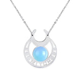 Stainless Steel Witch Moon Pendant Necklace - Triple Moon Goddess Symbol with Moonstone Style Gemstone - Wiccan Pagan Jewelry for Women & Men