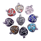 43×32mm Antique Silver Dragon Heart Pendant | Natural Gemstone Gothic Charm for DIY Jewelry