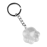 28×30mm Natural Crystal Cat Paw Keychain | Cute Gemstone Pendant Keyring for Animal Lovers