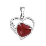 Natural Crystal Heart Pendant, Hollow Silver Frame with Gemstone Center for Women’s Jewelry