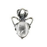 26×36mm Antique Silver Spider Pendant | Natural Crystal Cabochon Gothic Insect Charm for Jewelry Making