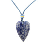 4cm Natural Crystal Long Heart Pendant Necklace | Polished Gemstone Teardrop Heart with Adjustable Cord