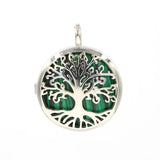 25mm Silver Plated Tree of Life Pendant Natural Round Crystal Inlay Hollow Charm for Chakra Necklace Making